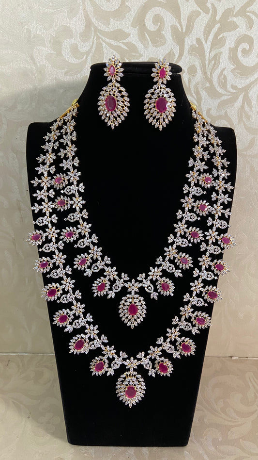 AD Ruby 2 Layer Bridal Necklace Set | Latest Indian Jewelry