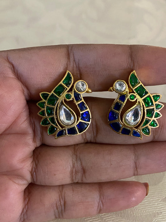 Jadau Kundan Peacock Studs | Indian Studs In USA