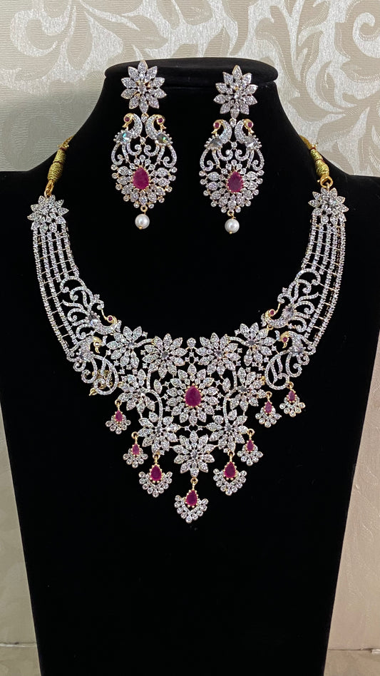 AD Bridal Necklace With Earrings | Indian Jewlry