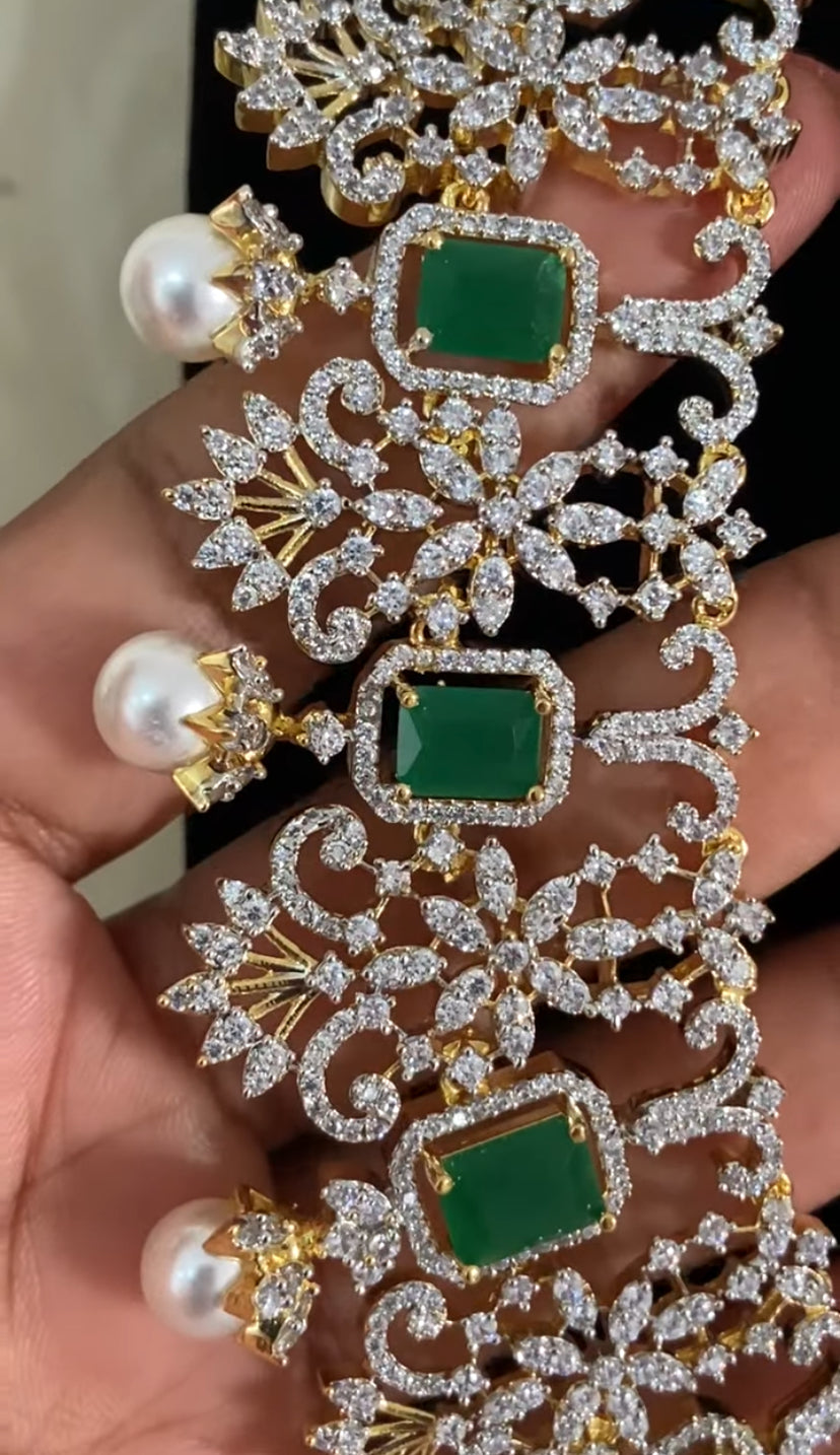 AD Emerald Bridal Necklace Set | Latest Indian Jewelry