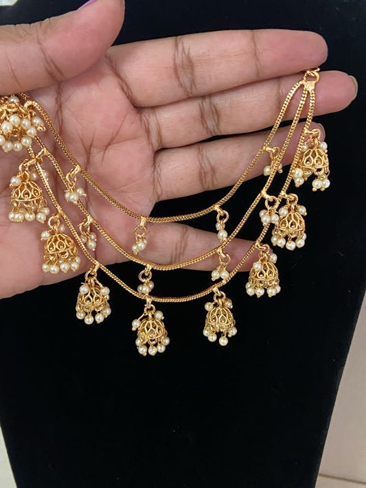 Antique Jumki 3 line Champaswaralu | Hair accessories | indian Ear Chains