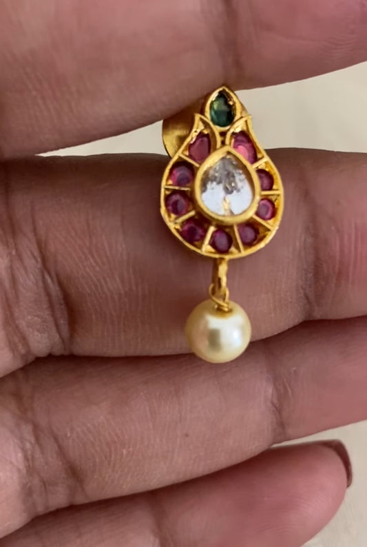 Small Kemp Pendants Nanu Patti Necklace | Indian Traditional Jewelry