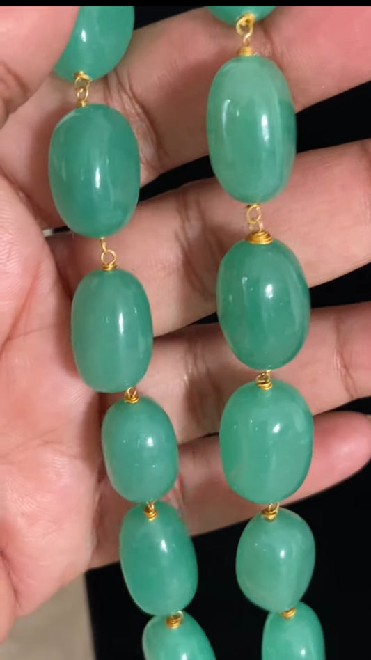Jade Oval Onxy Beads Necklace | Indian Jewelry