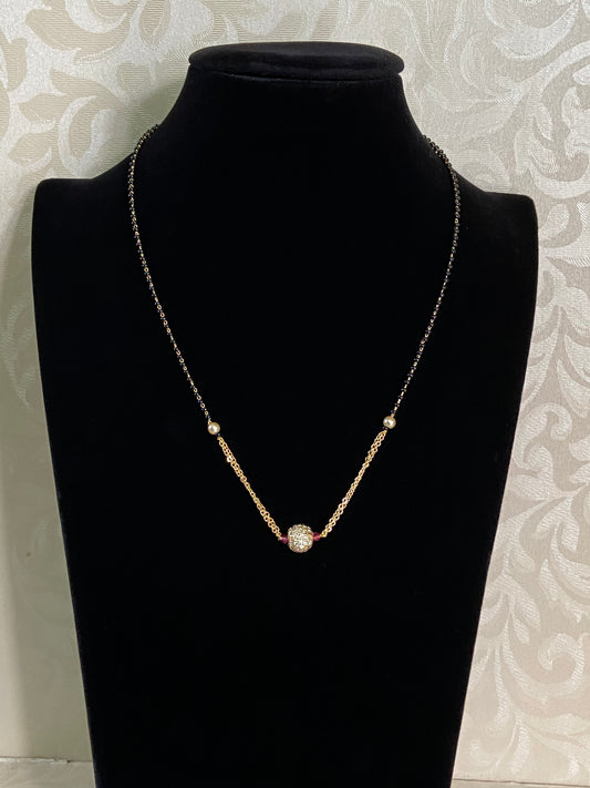 AD Ball Mangalasutra | Black Beads Necklace