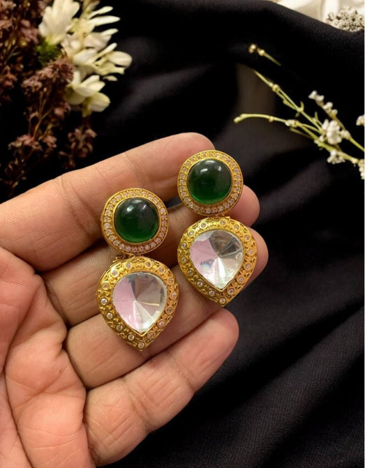 Premium Moissanite Kundan Earrings | Indian Earrings