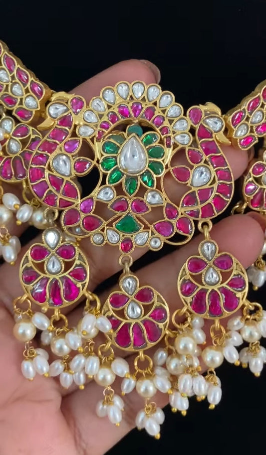 Jadau Kundan Pearl Hanging Necklace | Indian Traditional Jewelry