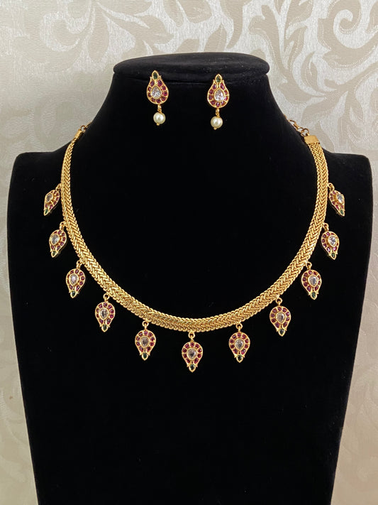 Small Kemp Pendants Nanu Patti Necklace | Indian Traditional Jewelry