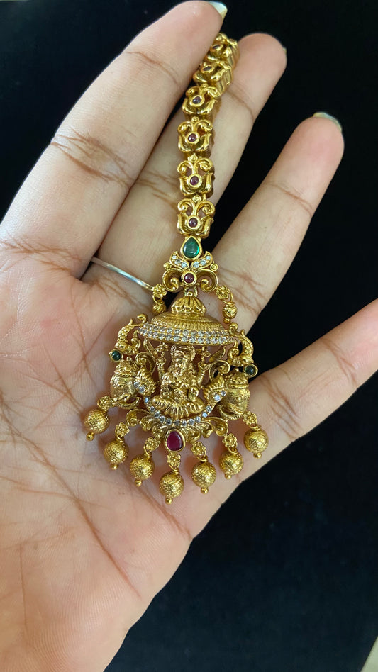Antique Temple Maang Tikka | Traditional Lakshmi Maang Tikka