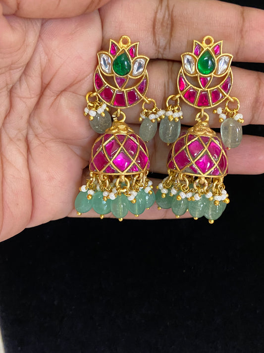 Jadau Kundan Jumkis | Antique Kundan Earrings