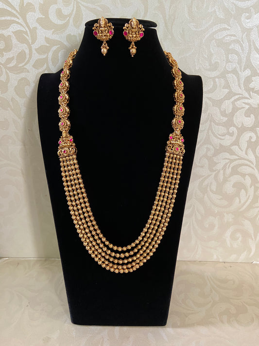 Antique Nakshi Gold Ball Necklace | Traditional Temple Lakshmi Necklace