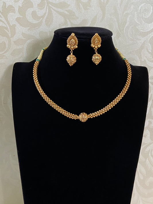 Antique Necklace With Earrings | Marathi Thushi Necklace