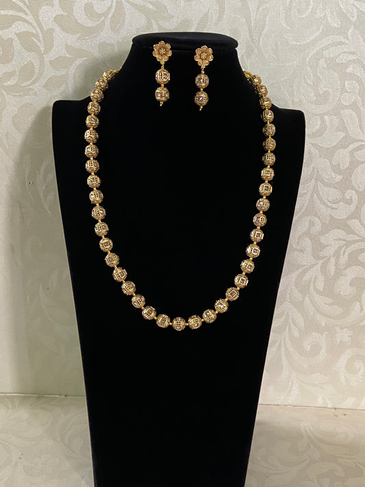 Antique Nakshi & polki Balls Necklace | Indian Traditional Necklace With Earrings