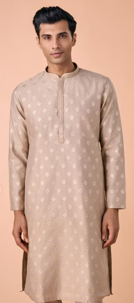 Elegant Beige Kurta Pajama Set | Men Ethnic Wear | Indian Traditional Wear