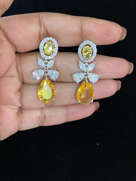 AD Crystal Rhodium Earrings | Party Wear Earrings