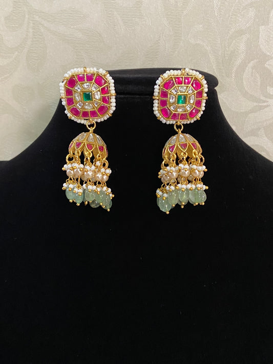 Antique Jadau Kundan Jumkis | Indian Traditional Jumki Earrings