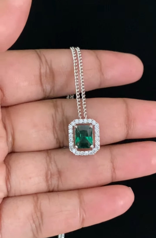 CZ Pink Pendant Simple Chain With Studs | Indian Jewelry In USA