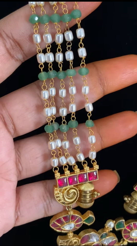 Jadau Kundan Pendant Beads Necklace | Latest Indian Jewelry In USA