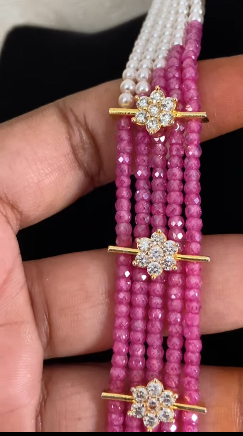 Premium Beads CZ Side Pendants Mala | Indian Jewelry In USA