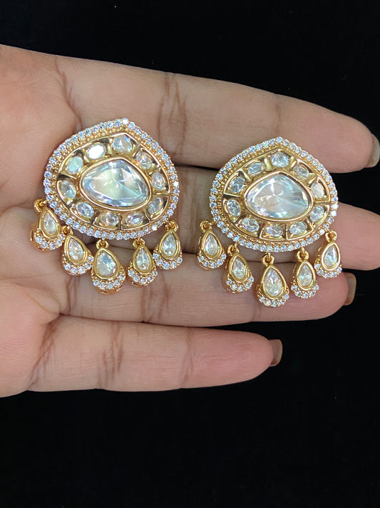 Moissanite Polki Earrings | Indian Jewelry In USA | Gift Idea