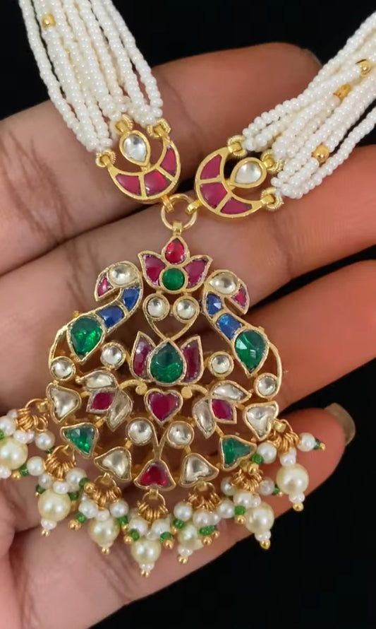 Ahamadabadi Kundan Necklace Set | Handmade jewelry | Indian jewelry in USA