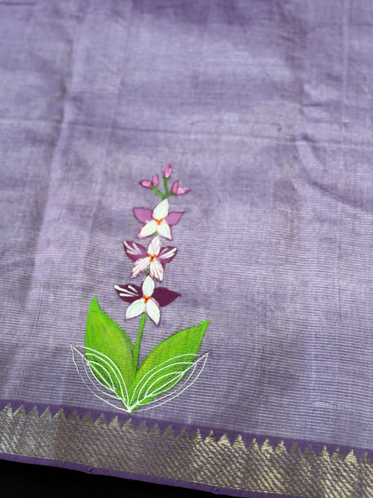 Hand Painted Mangalagiri Handloom Saree | Light Weight Saree