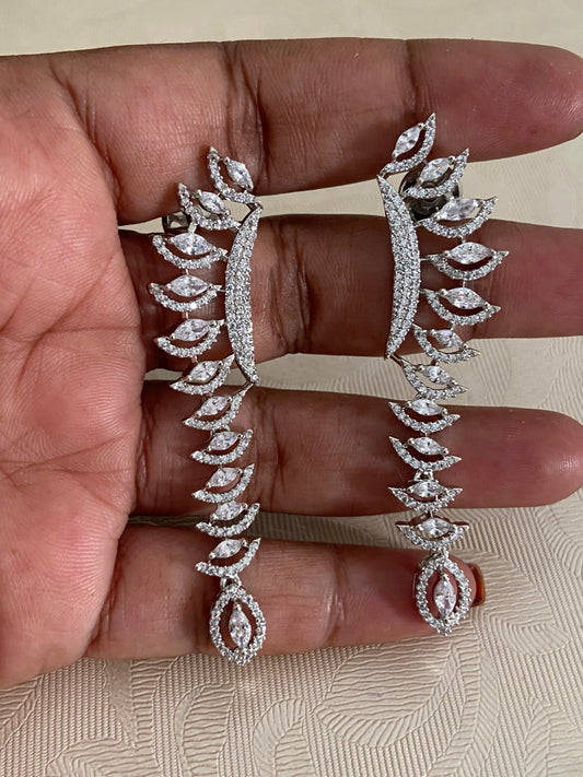AD Rhodium Earrings | Fancy Earrings | Indian jewelry in USA