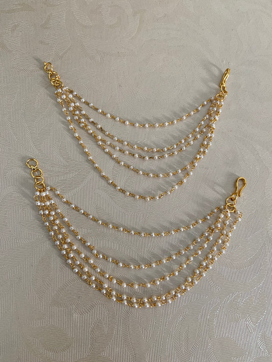 5Line Pearl Ear chains | Hair accessories | Champaswaralu