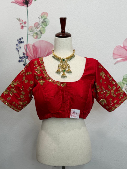 Rawsilk Hand Embroidery Blouse | Party Wear Blouse | Indian Bridal Blouse