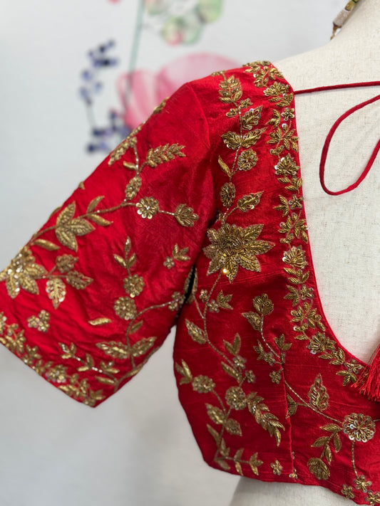Rawsilk Hand Embroidery Blouse | Party Wear Blouse | Indian Bridal Blouse
