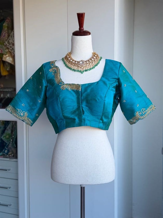 Rawsilk Embroidery Blouse | Party Wear Blouse | Readymade Blouses in USA