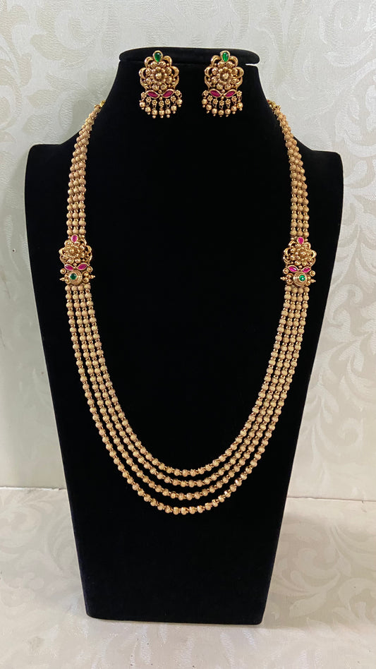 Antique Nakshi Small Balls Necklace With Studs | Indian Antique Gundla Haram