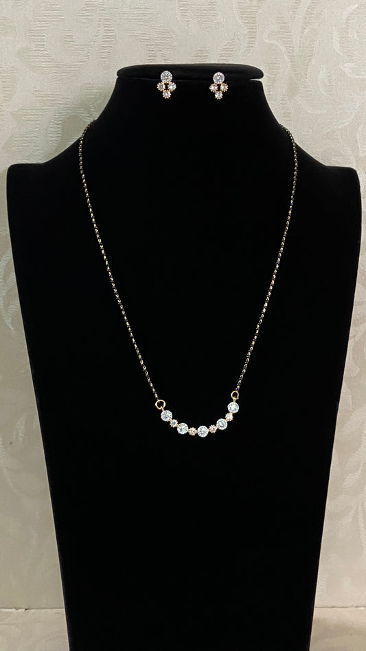 AD Pendant Mangalsutra | Black Beads Necklace