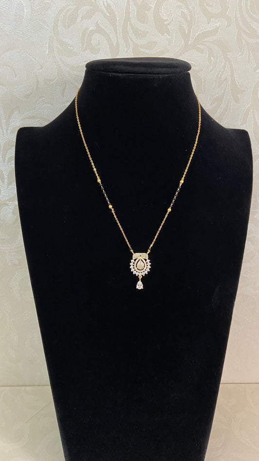 AD Pendant Mangalasutra | Indian Traditional Black Beads Necklace