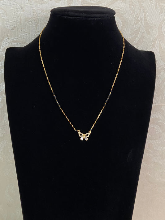 Simple AD Pendant Mangalasutra | Black Beads Necklace