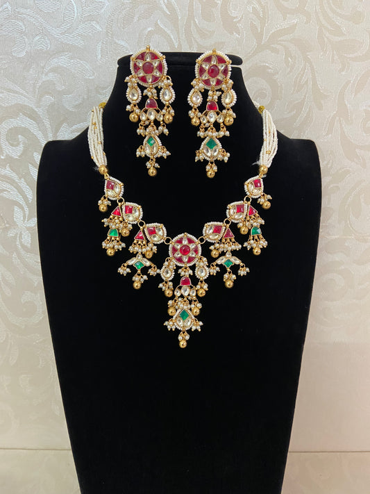 Ahamadabadi Kundan Necklace Set | Handmade jewelry | Indian jewelry in USA