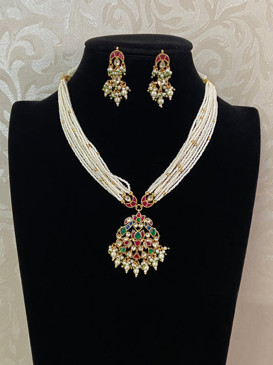 Ahamadabadi Kundan Necklace Set | Handmade jewelry | Indian jewelry in USA