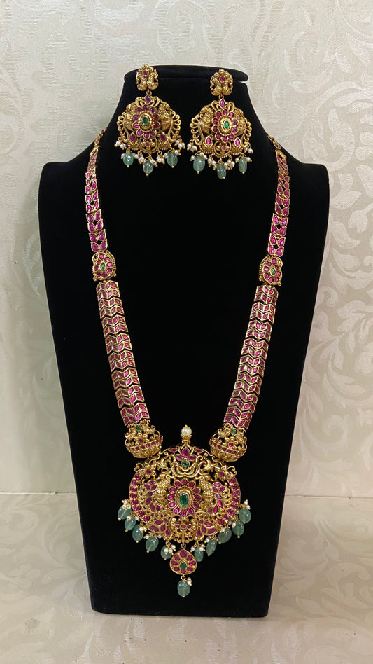 Long Kundan Necklace With Earrings | Indian Bridal Necklace In USA