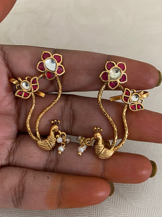 Antique Peacock Kundan Earcuff | Latest Indian Jewelry In USA