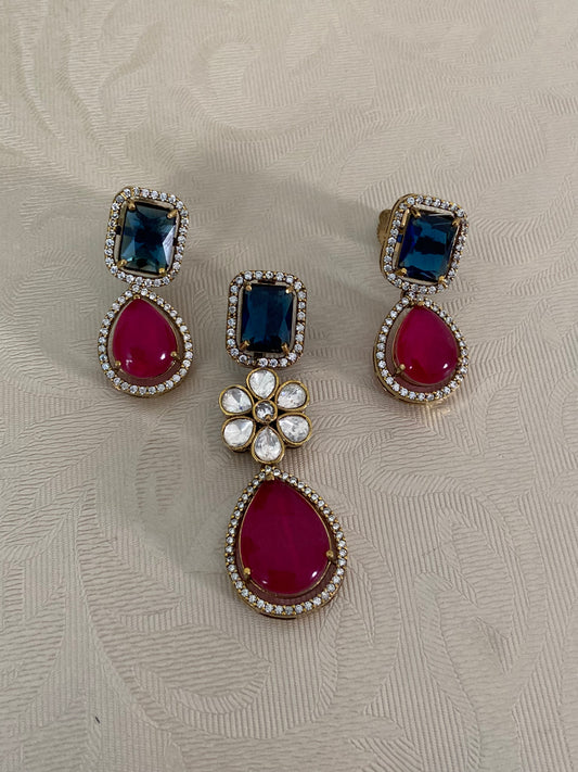 Victorian AD Kundan Pendant Set | Latest Jewelry In USA