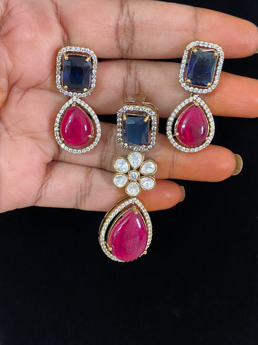 Victorian AD Kundan Pendant Set | Latest Jewelry In USA