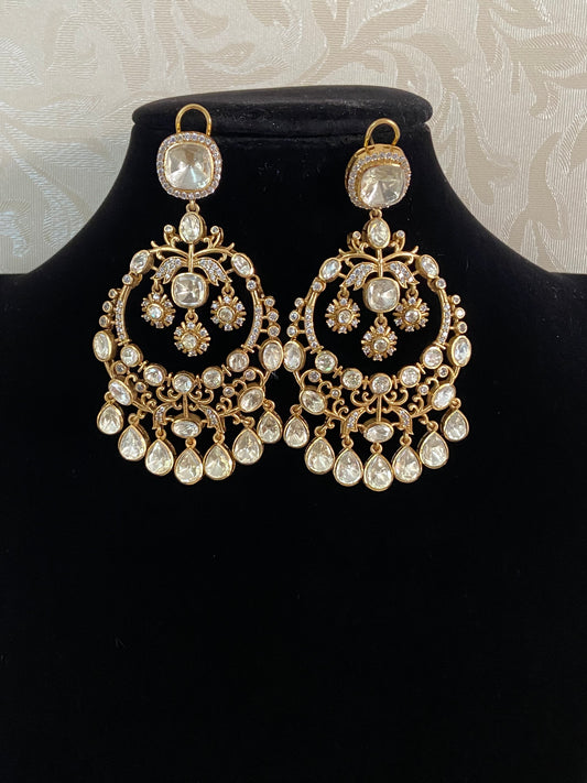 Moissanite Chandbali Earrings | Indian Jewelry In USA | bridal earrings| premium quality earrings
