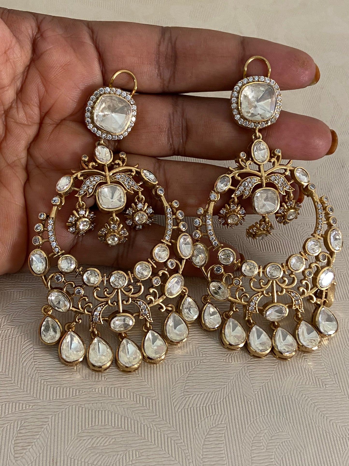Moissanite Chandbali Earrings | Indian Jewelry In USA | bridal earrings| premium quality earrings
