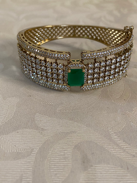 CZ Emerald Bracelet | Openable Bracelet | Indian Jewelry | Gift Idea