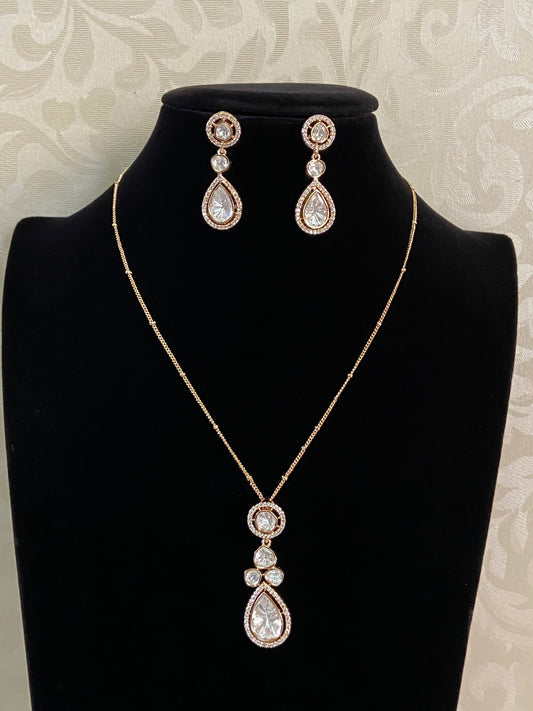 Moissanite Pendant Simple Necklace With Earrings