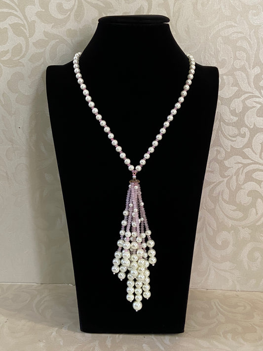 Shower Of Pearls Tassel Necklace | Indian Necklace