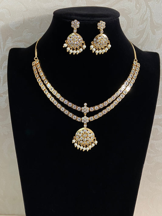 Traditional AD Real Kempu Necklace Set | Indian Jewelry In USA