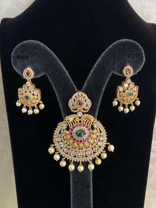 Antique CZ Pendant Set | Indian Jewelry In USA