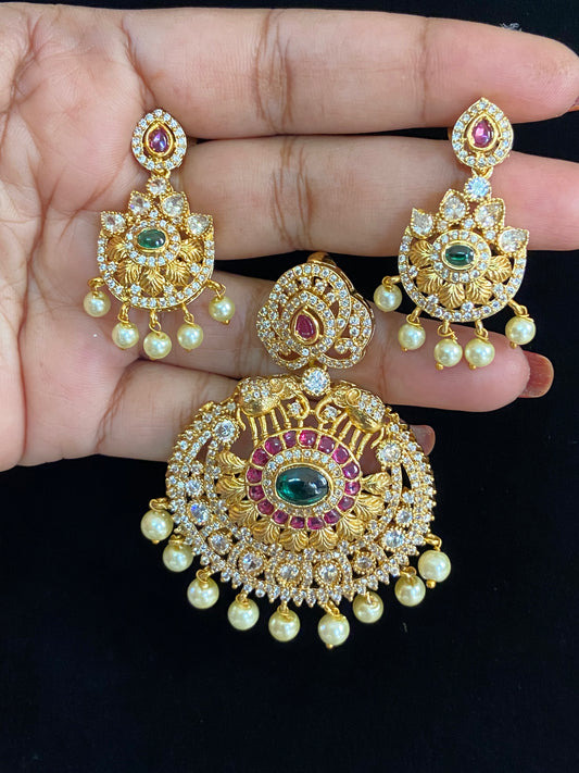 Antique CZ Pendant Set | Indian Jewelry In USA