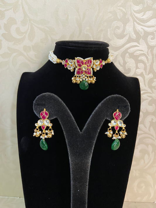 Ahamadabadi Kundan Choker Set | Handmade jewelry | Indian jewelry in USA