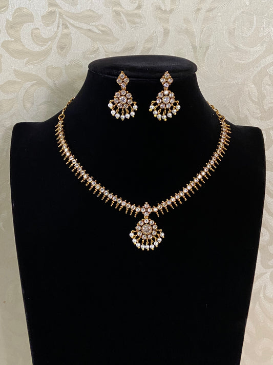 CZ Necklace With Earrings | Indian Jewelry In USA
